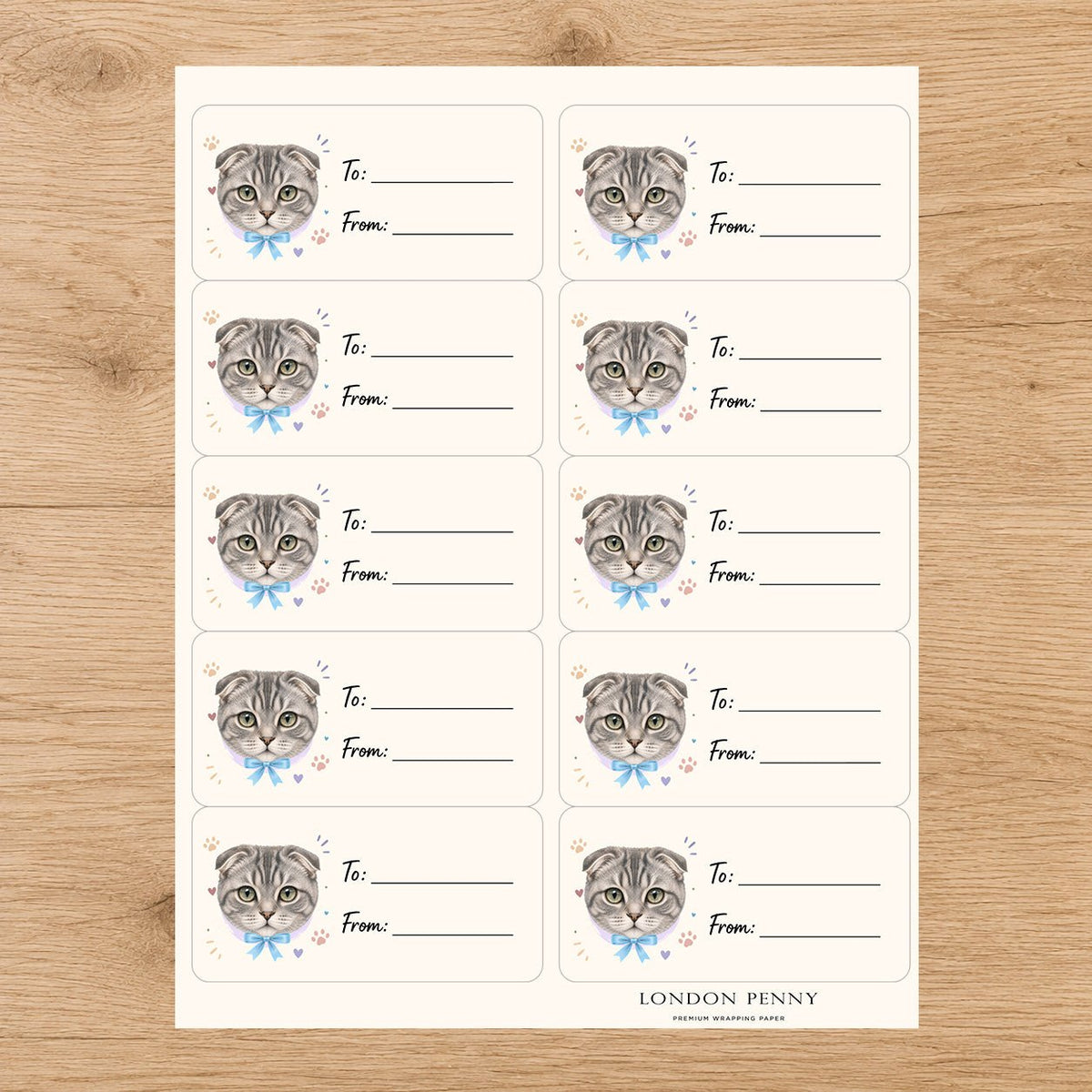 Scottish Fold Purrfectly Yours Gift Tag Sticker Sheet