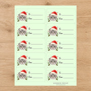 Scottish Fold Santa Paws Gift Tag Sticker Sheet