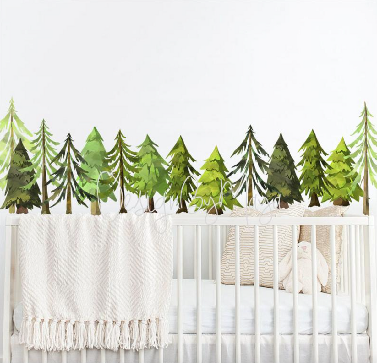 Woodland Forest And Paws - Fabric Nursery Wall Art Decals