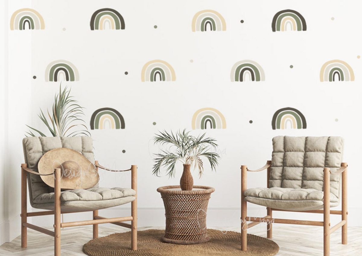 Earth Toned Rainbows - Fabric Nursery Wall Art Decals