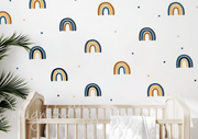 Navy And Mustard Rainbows - Fabric Nursery Wall Art Decals