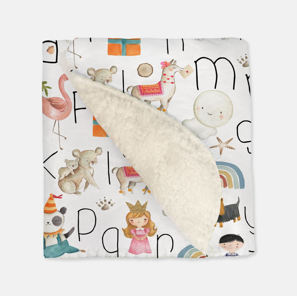 White Abc And Friends - Vintage Baby Blanket