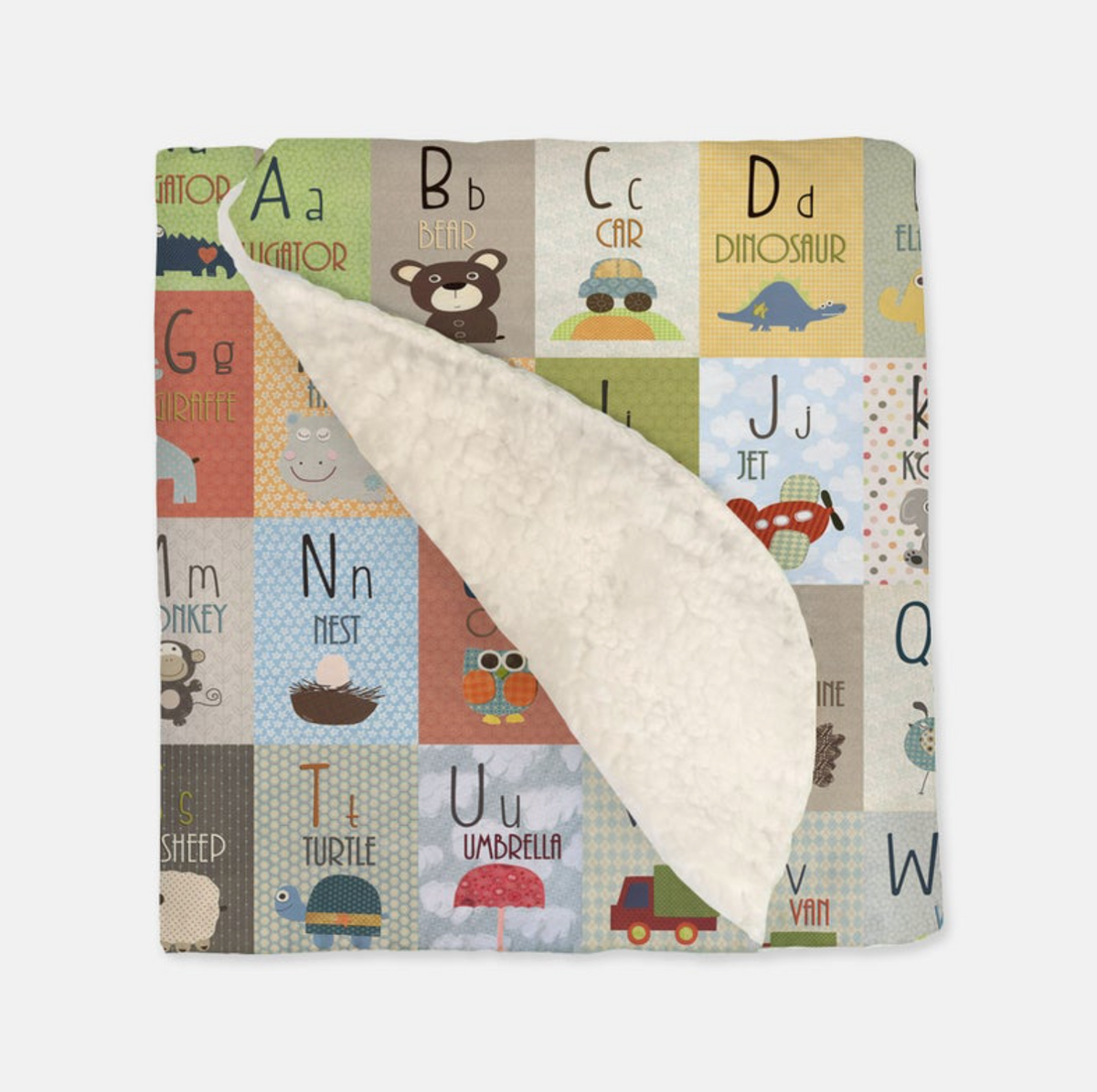 White Abc And Friends - Vintage Baby Blanket