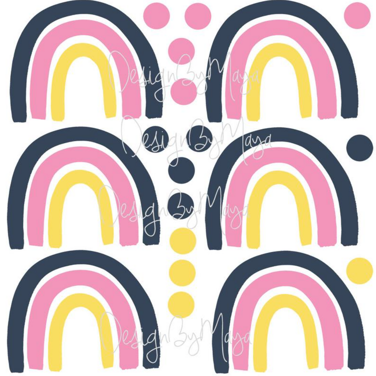 Pink And Gold Rainbows - Fabric Nursery Wall Art Decals
