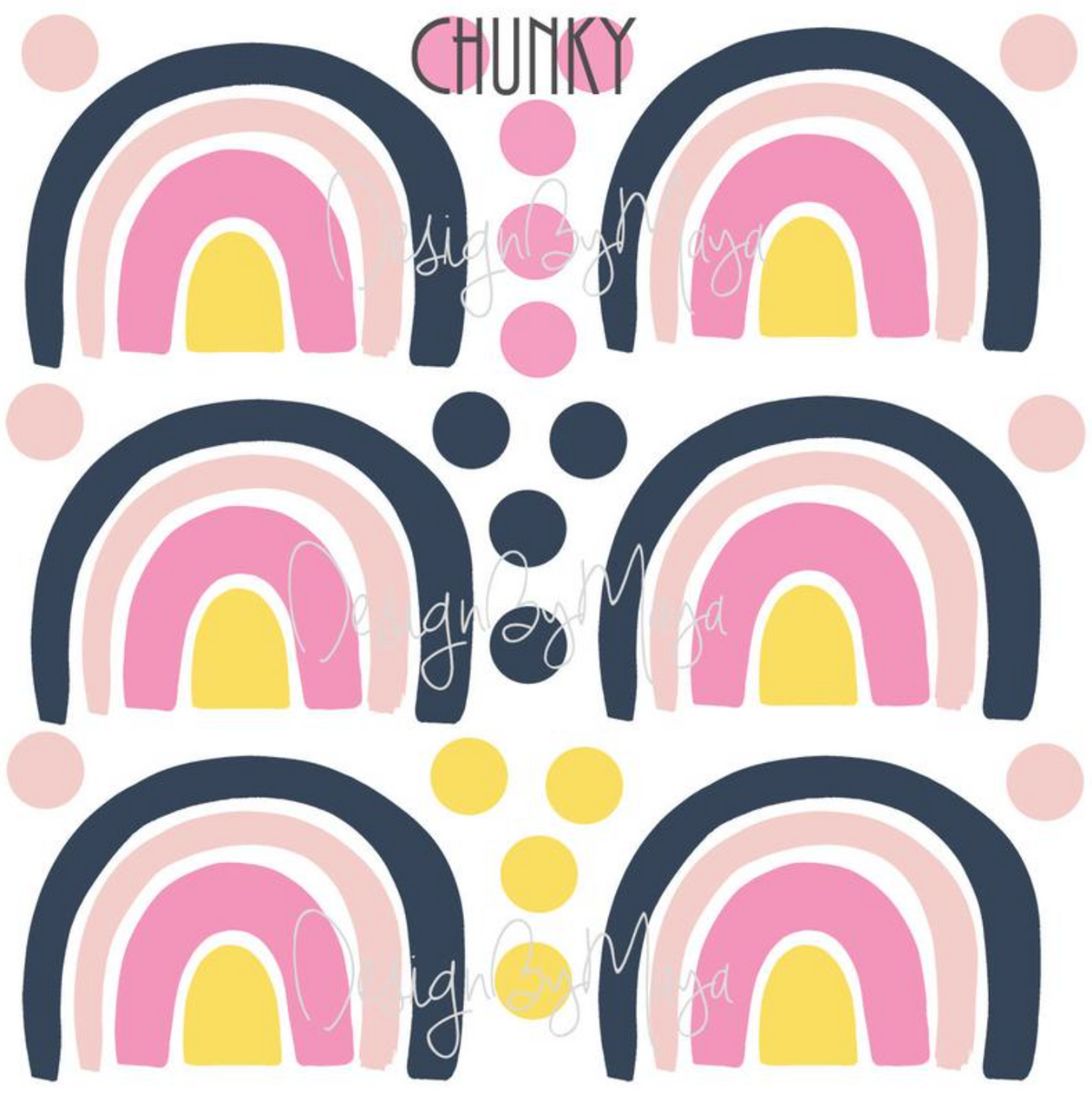 Pink And Gold Rainbows - Fabric Nursery Wall Art Decals