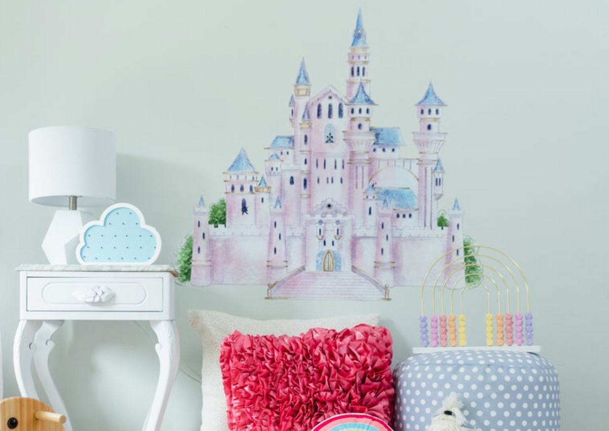 Purple/pink Princess Castle - Fabric Nursery Wall Art Decals