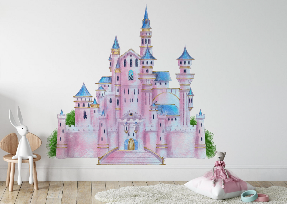 Purple/pink Princess Castle - Fabric Nursery Wall Art Decals