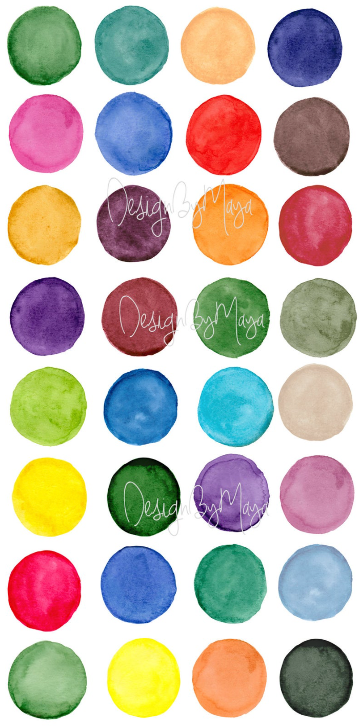 Rainbow Watercolor Polka Dots - Fabric Nursery Wall Art Decals
