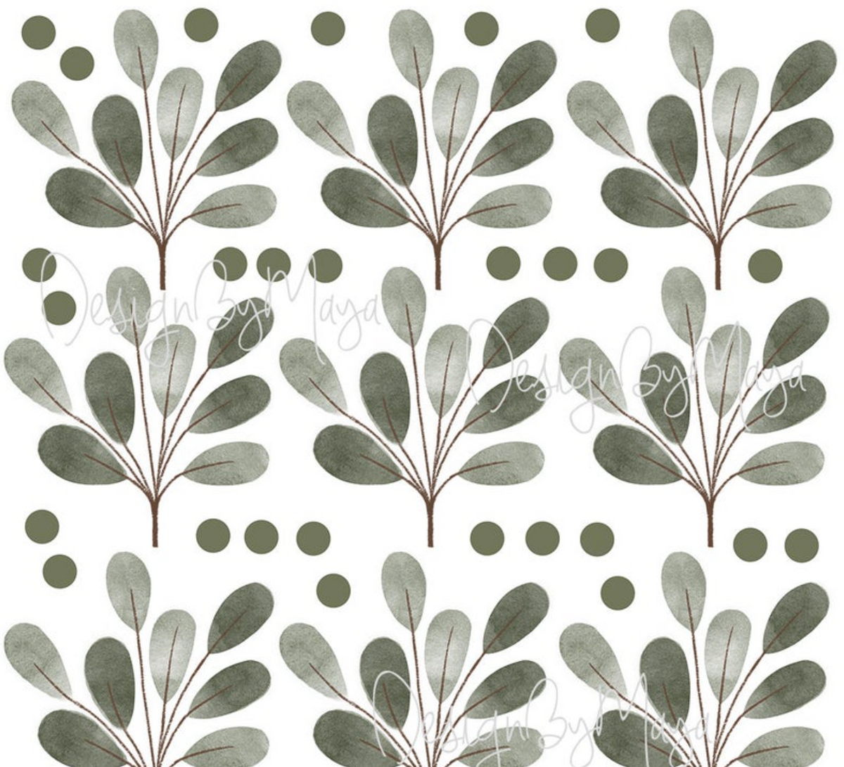 Watercolor Foliage And Leaves - Fabric Nursery Wall Art Decals