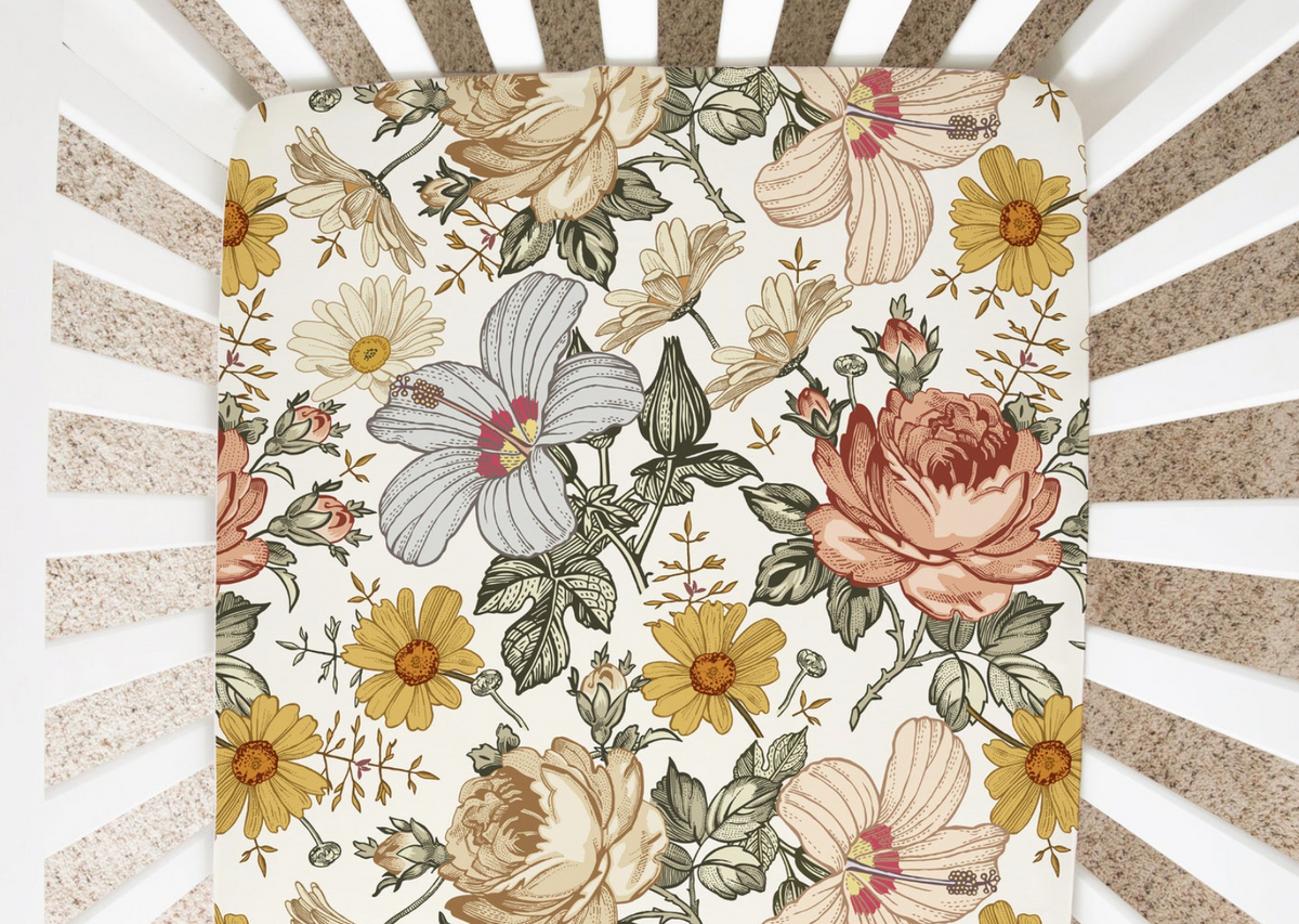 French Boutique Foliage - Minky / Jersey Crib Sheets