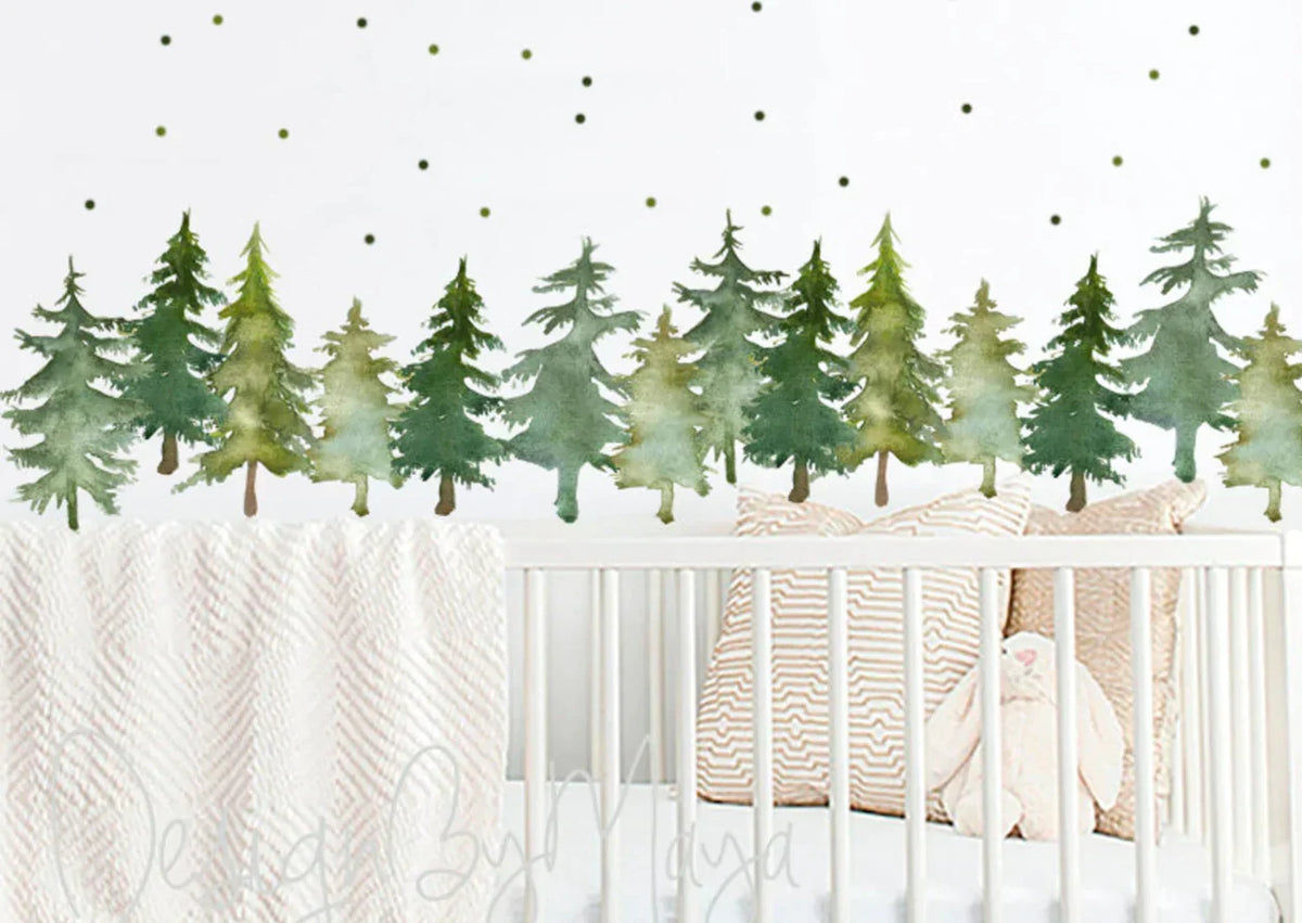 Yellowstone & Woodland Pine Trees - Fabric Nursery Wall Art Decals