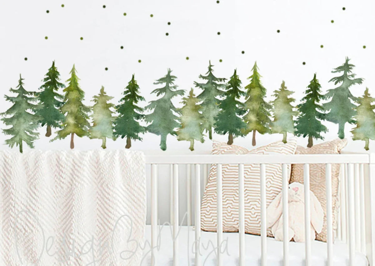 Woodland Animals & Pine Trees - Fabric Nursery Wall Art Decals