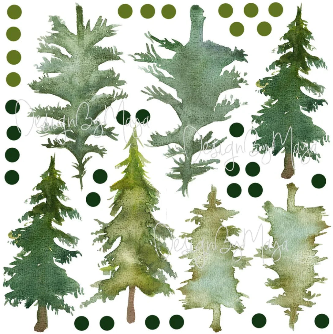 Woodland Pine Trees - Fabric Nursery Wall Art Decals