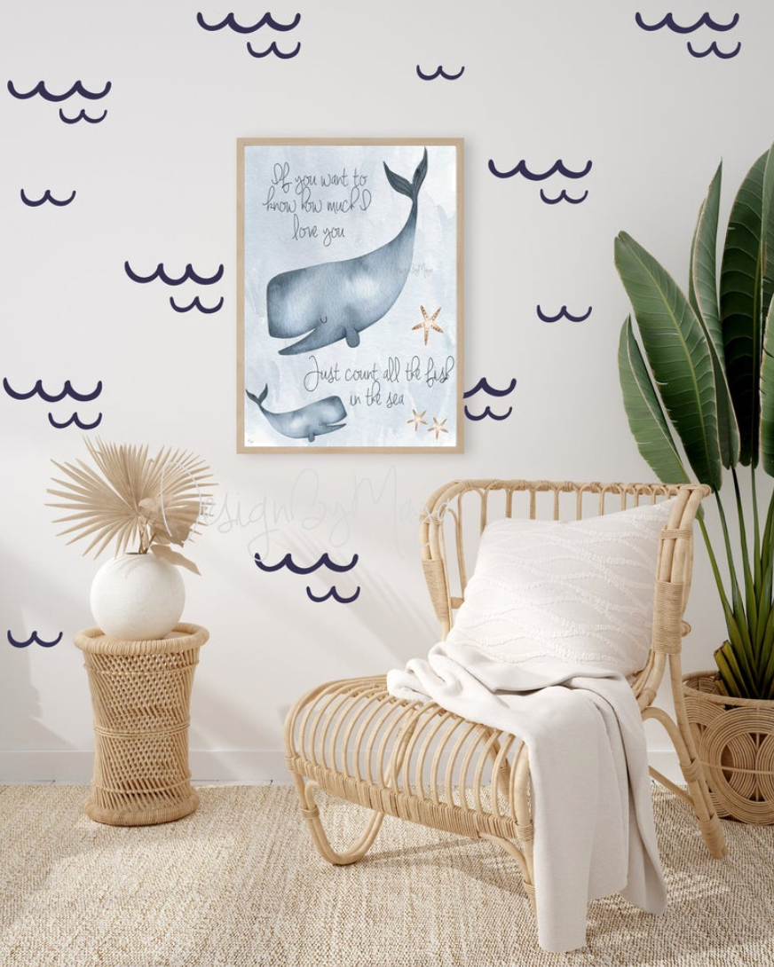 Baby Ocean/sea Waves - Fabric Nursery Wall Art Decals