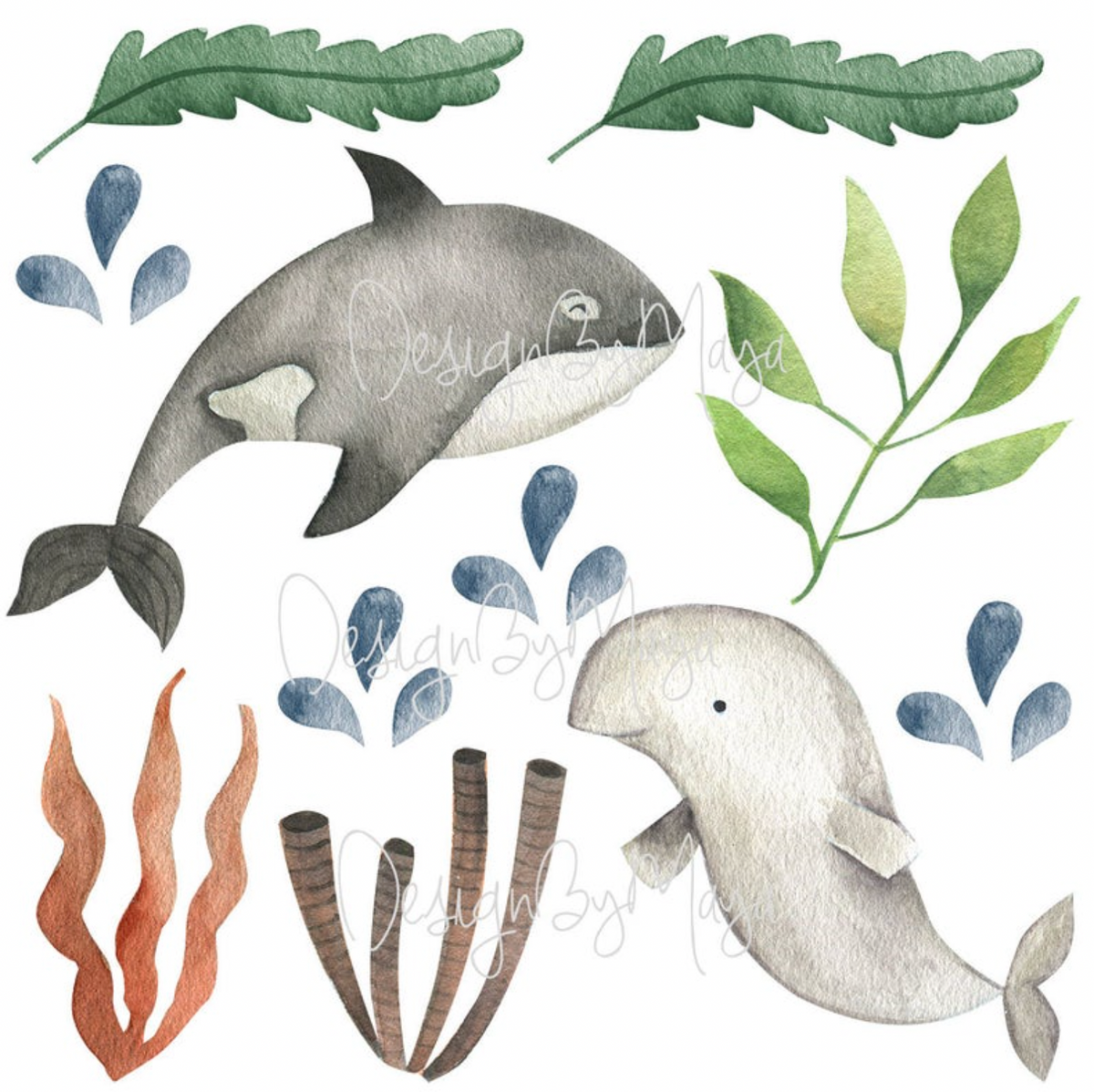 Marine And Sealife Decals - Fabric Nursery Wall Art Decals