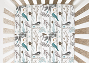 Charcoal Bamboo And Birds - Minky / Jersey Crib Sheets