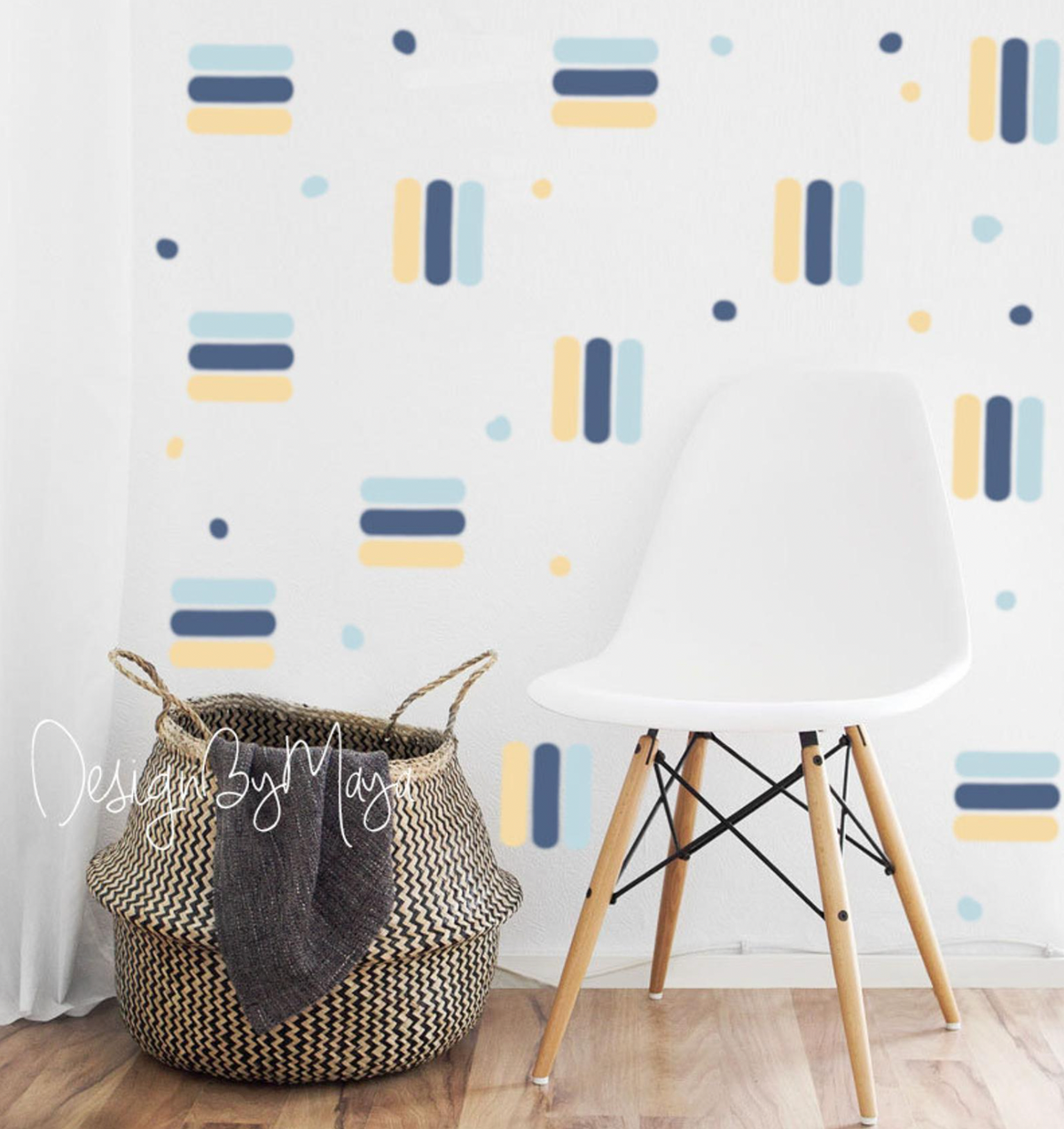 Modern Stripes And Polka Dots - Fabric Nursery Wall Art Decals