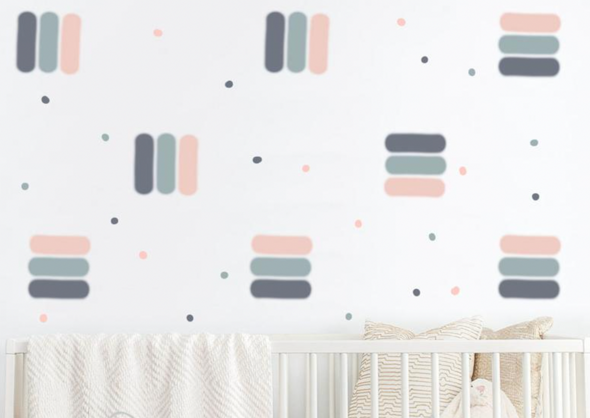 Modern Stripes And Polka Dots - Fabric Nursery Wall Art Decals