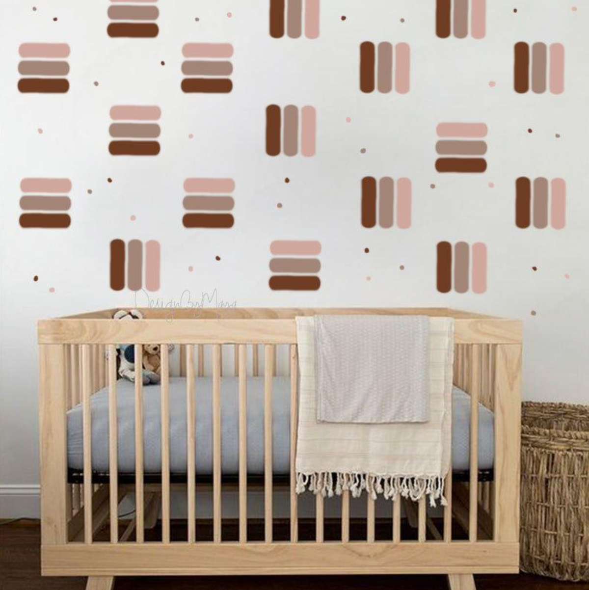 Modern Stripes And Polka Dots - Fabric Nursery Wall Art Decals