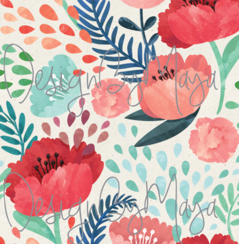 Blush Pink And Teal Mint Poppies - Nursery Wall Decor Wallpapers