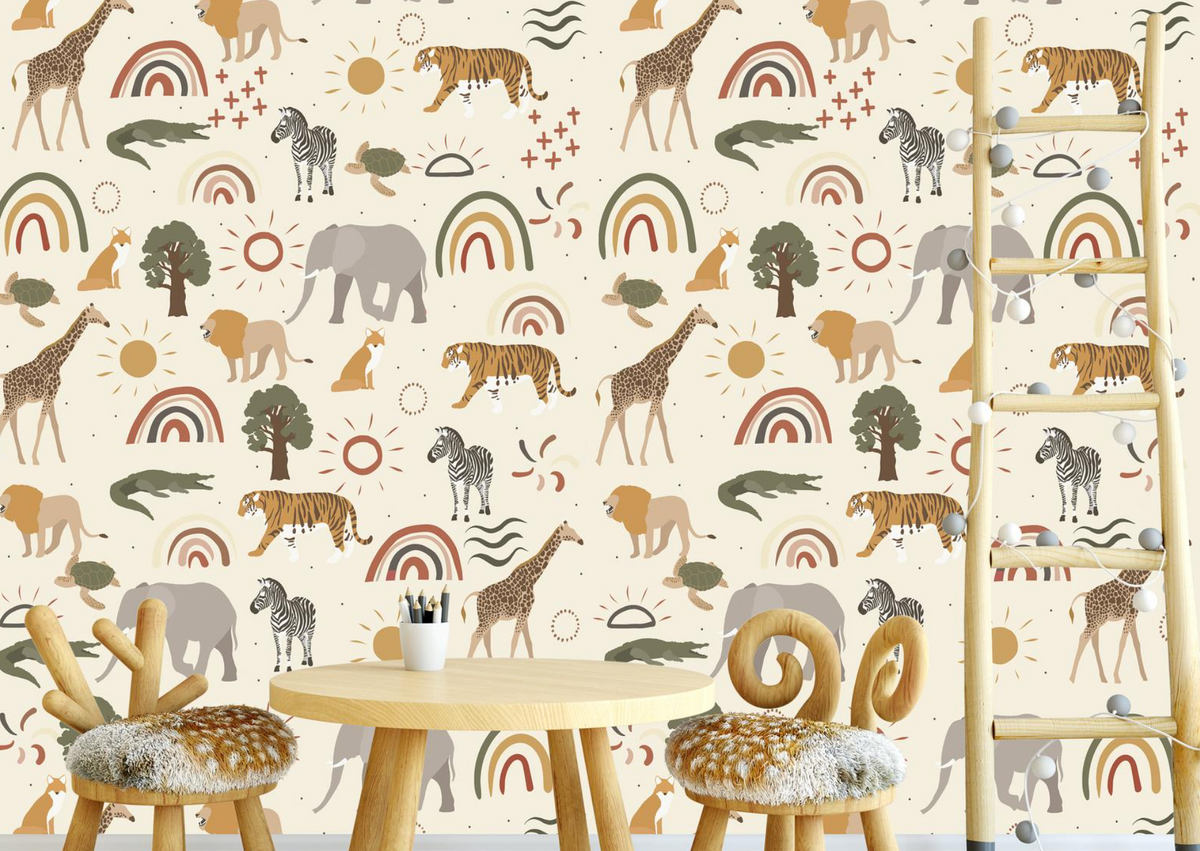 Savannah Safari Friends - Nursery Wall Decor Wallpapers