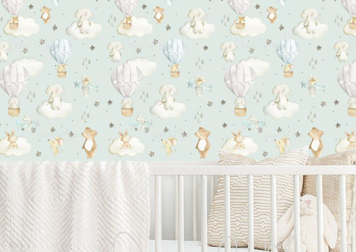Hot Air Balloons And Planes - Nursery Wall Decor Wallpapers