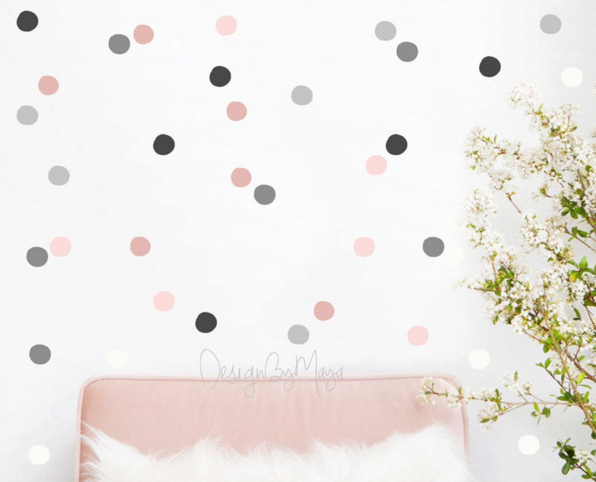 Navy/grey Watercolor Polka Dots - Fabric Nursery Wall Art Decals