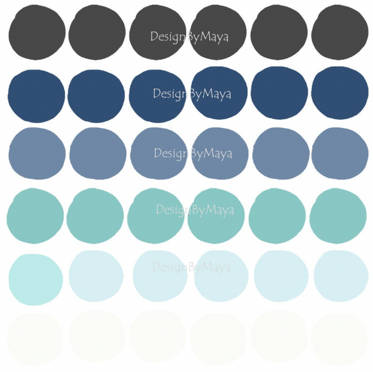 Navy, Teal And Gray Watercolor Polka Dots - Fabric Nursery Wall Art Decals