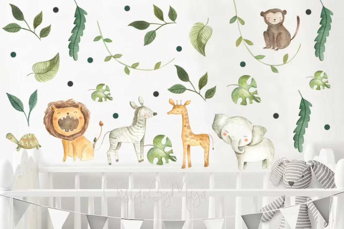 Safari King Of The Jungle - Fabric Nursery Wall Art Decals