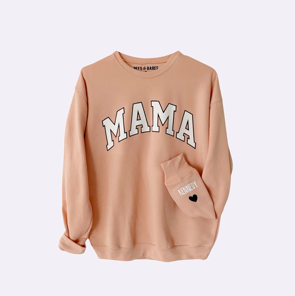 Love On The Cuff ♡ Blush Mama Sweatshirt With Personalized Cuff