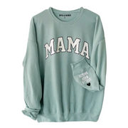 Love On The Cuff ♡ Seafoam Mama Sweatshirt With Personalized Cuff