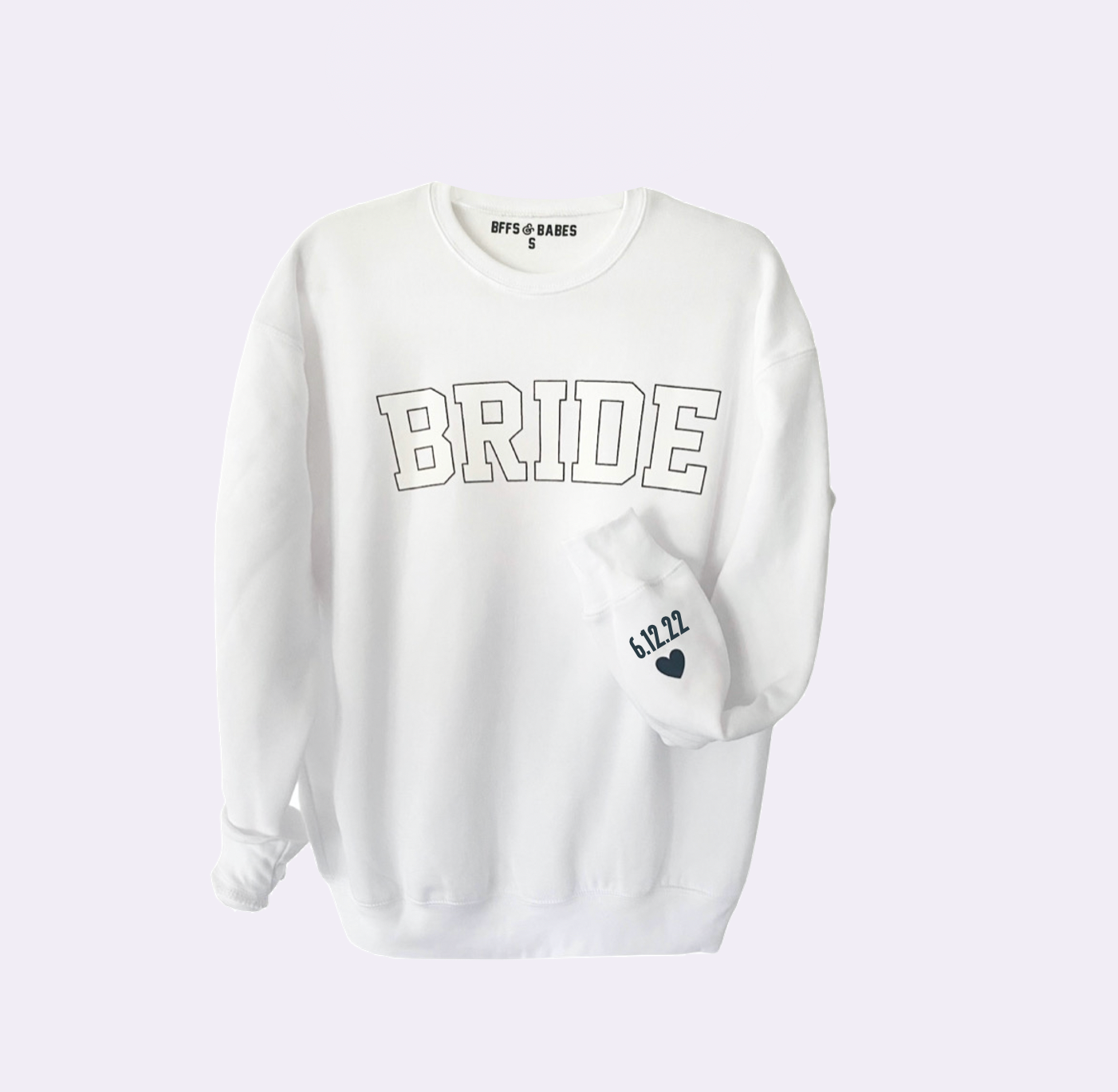 Love On The Cuff ♡ White Bride Sweatshirt With Personalized Cuff