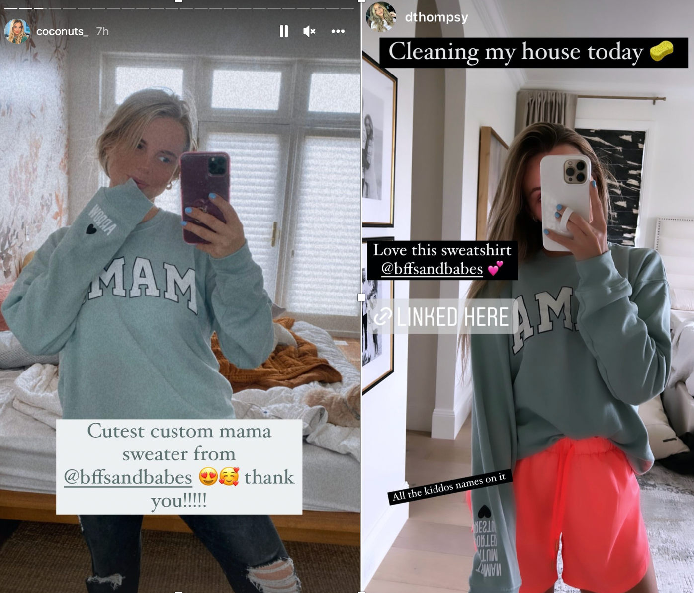 Love On The Cuff ♡ Seafoam Mama Sweatshirt With Personalized Cuff