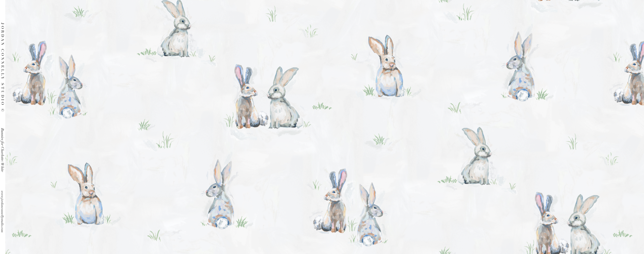 Bunnies For Charlotte In White- Fabric
