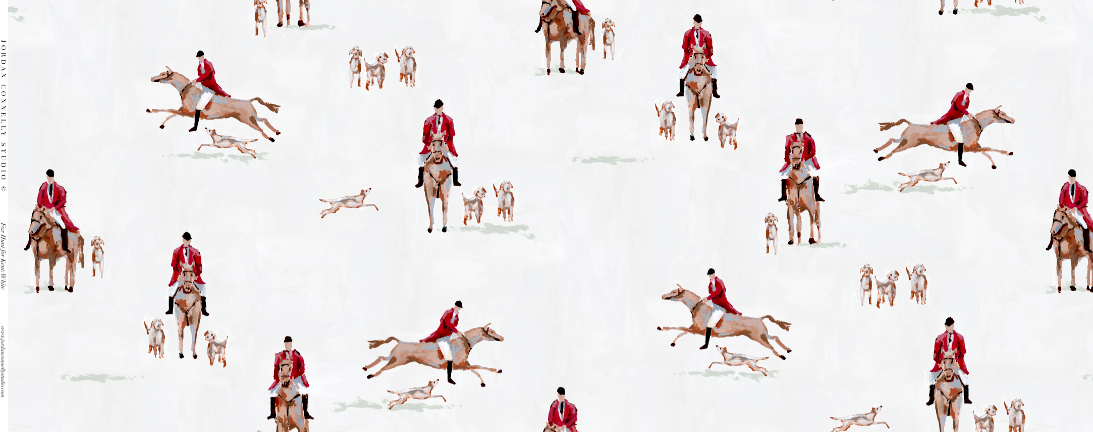 Fox Hunt For Kent In White- Fabric