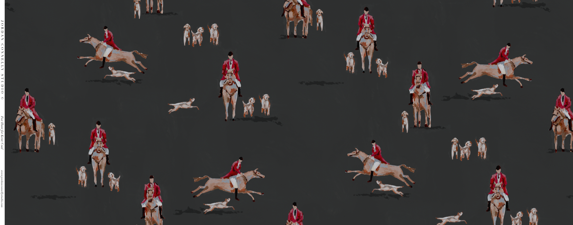 Fox Hunt For Kent In Coal- Fabric