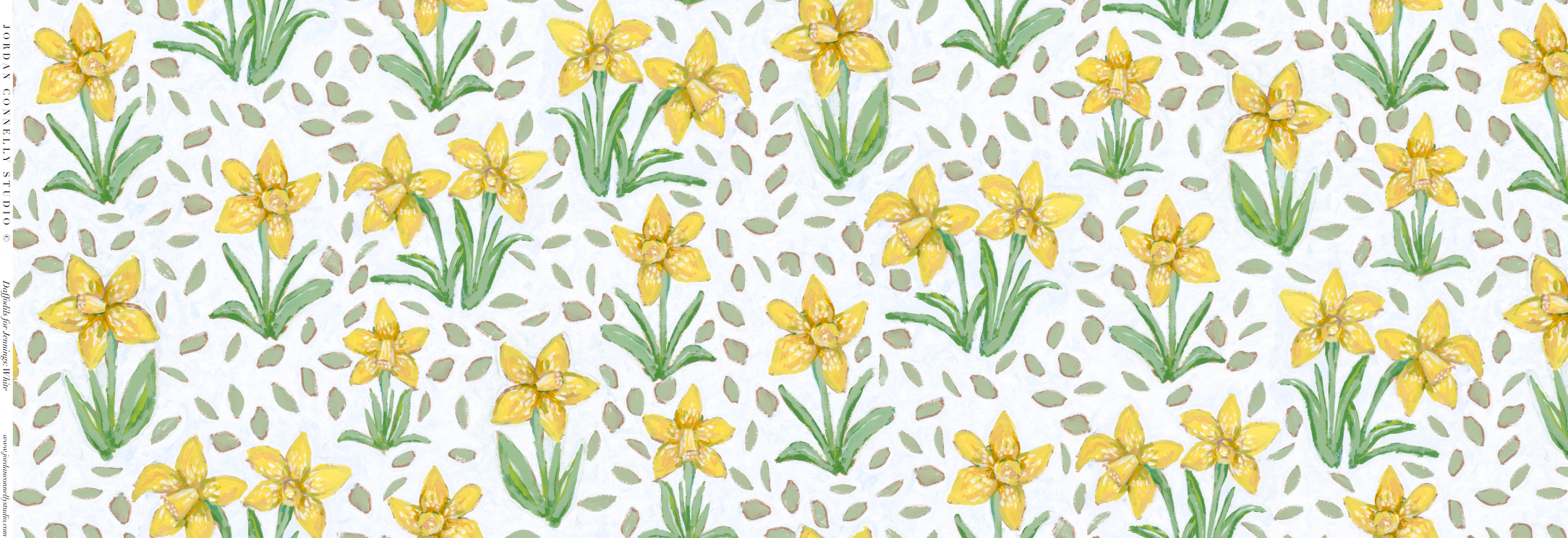 Daffodils For Jennings In White- Fabric