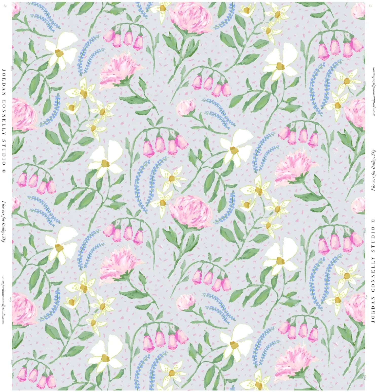 Flowers For Bailey In Sky- Fabric