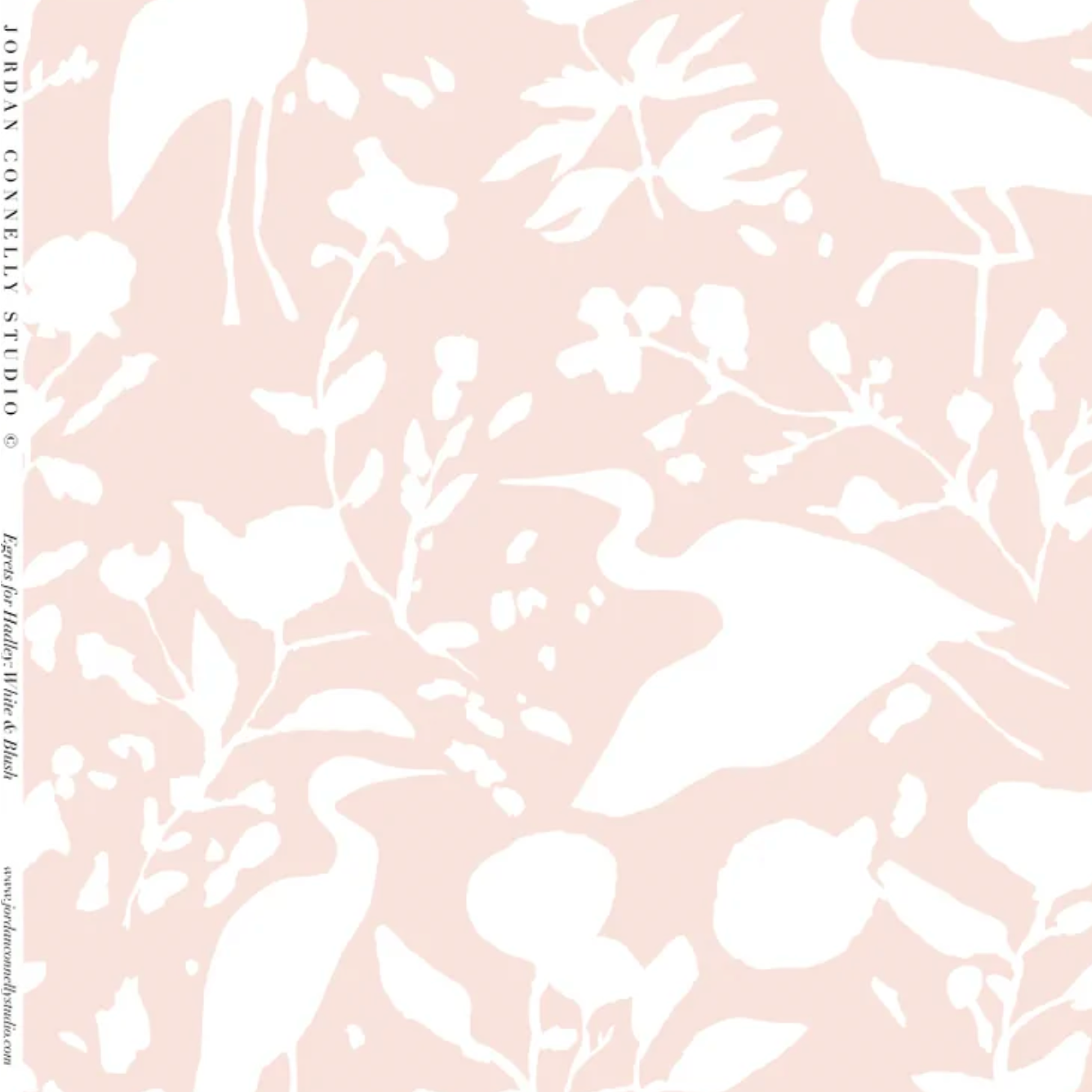 Egrets For Hadley In White And Blush Wallpaper