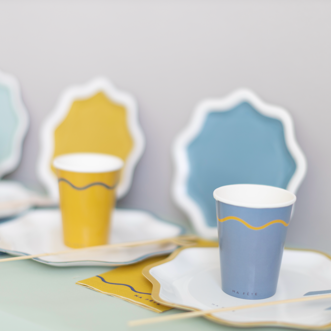 Signature Paper Cups, Blue & Yellow (8)