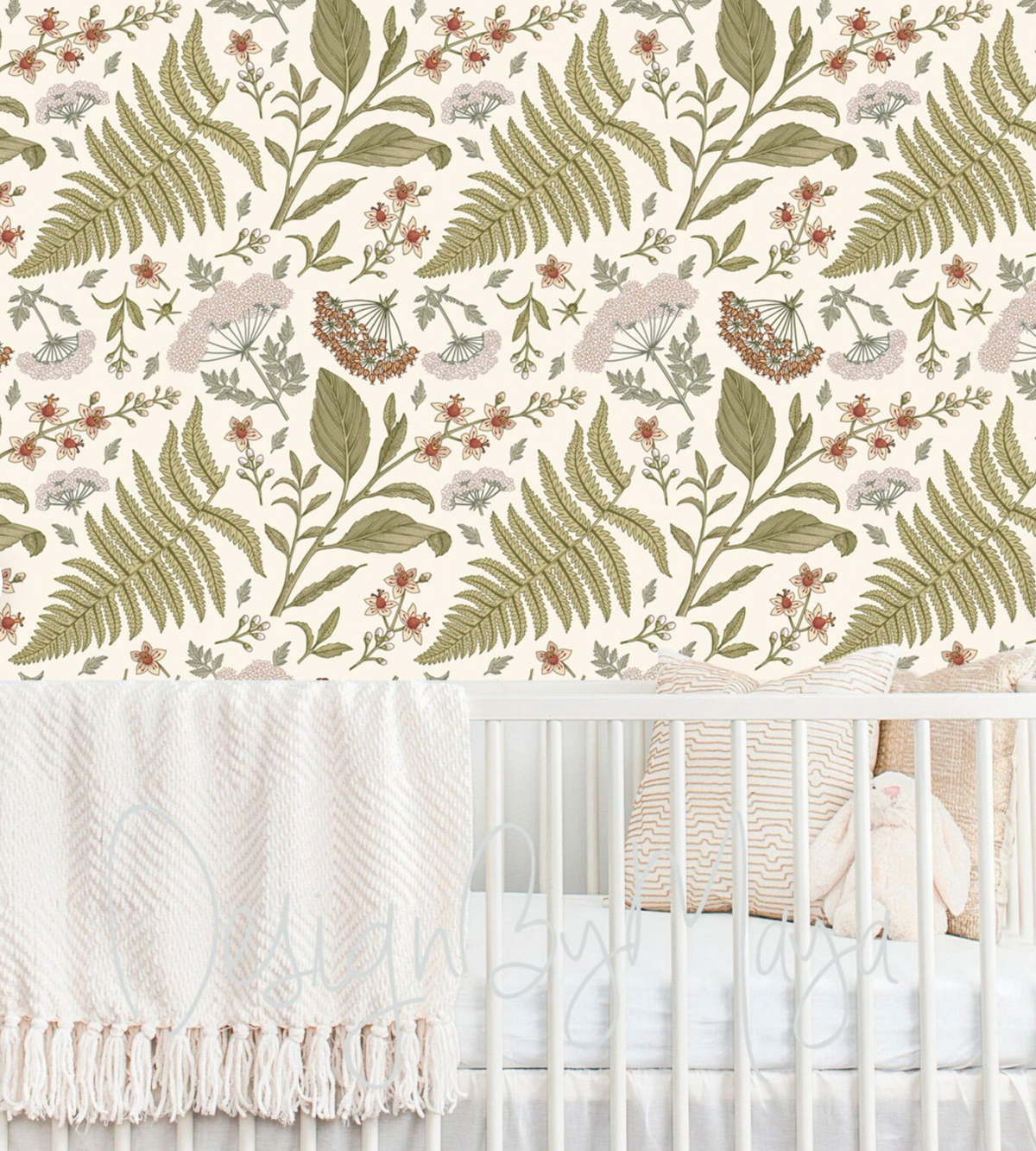 Farm Wallpaper Baby Animals And Foliage - Nursery Wall Decor Wallpapers