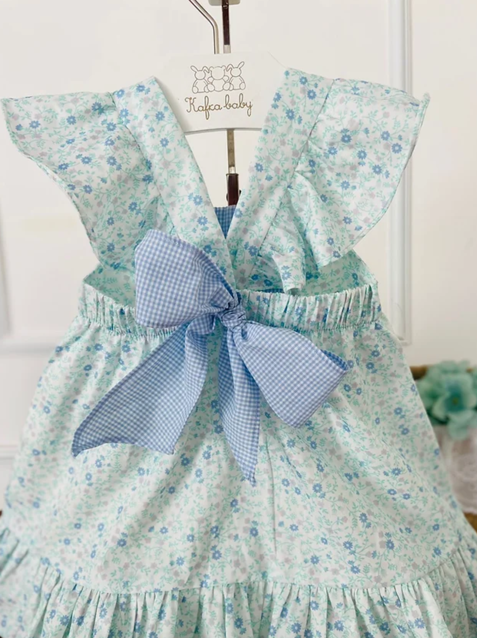 Blue Floral Smocked Dress