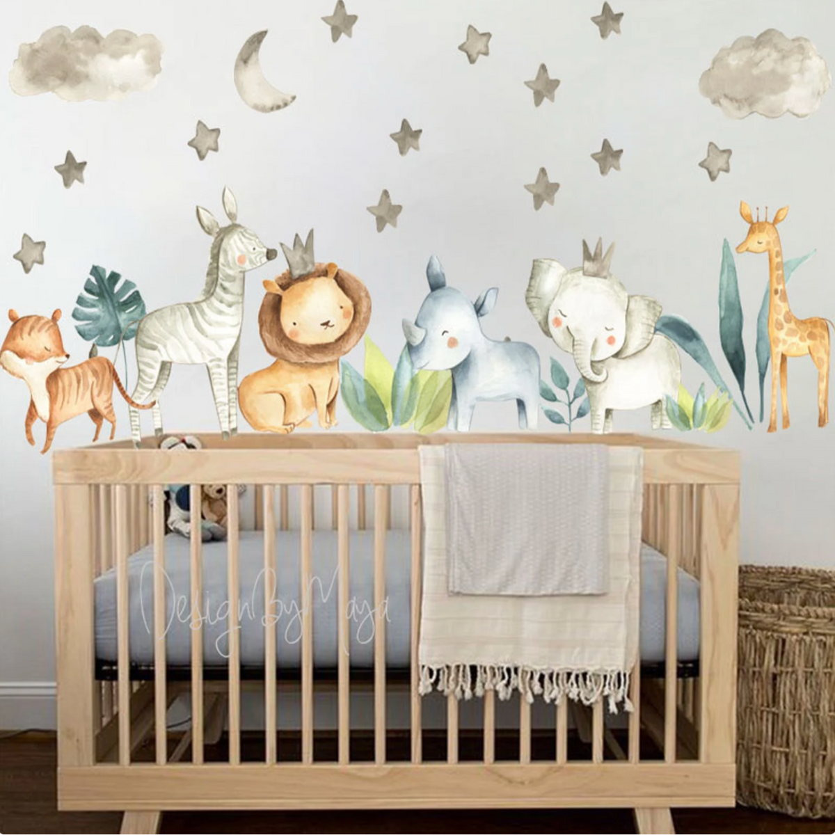Safari Animals, Jungle Creatures - Fabric Nursery Wall Art Decals