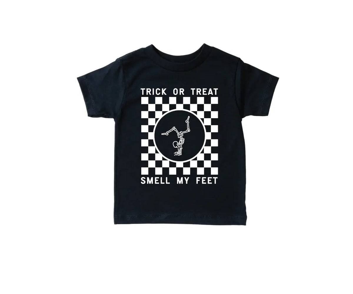 Trick Or Treat, Smell My Feet Checkered Kids Tee