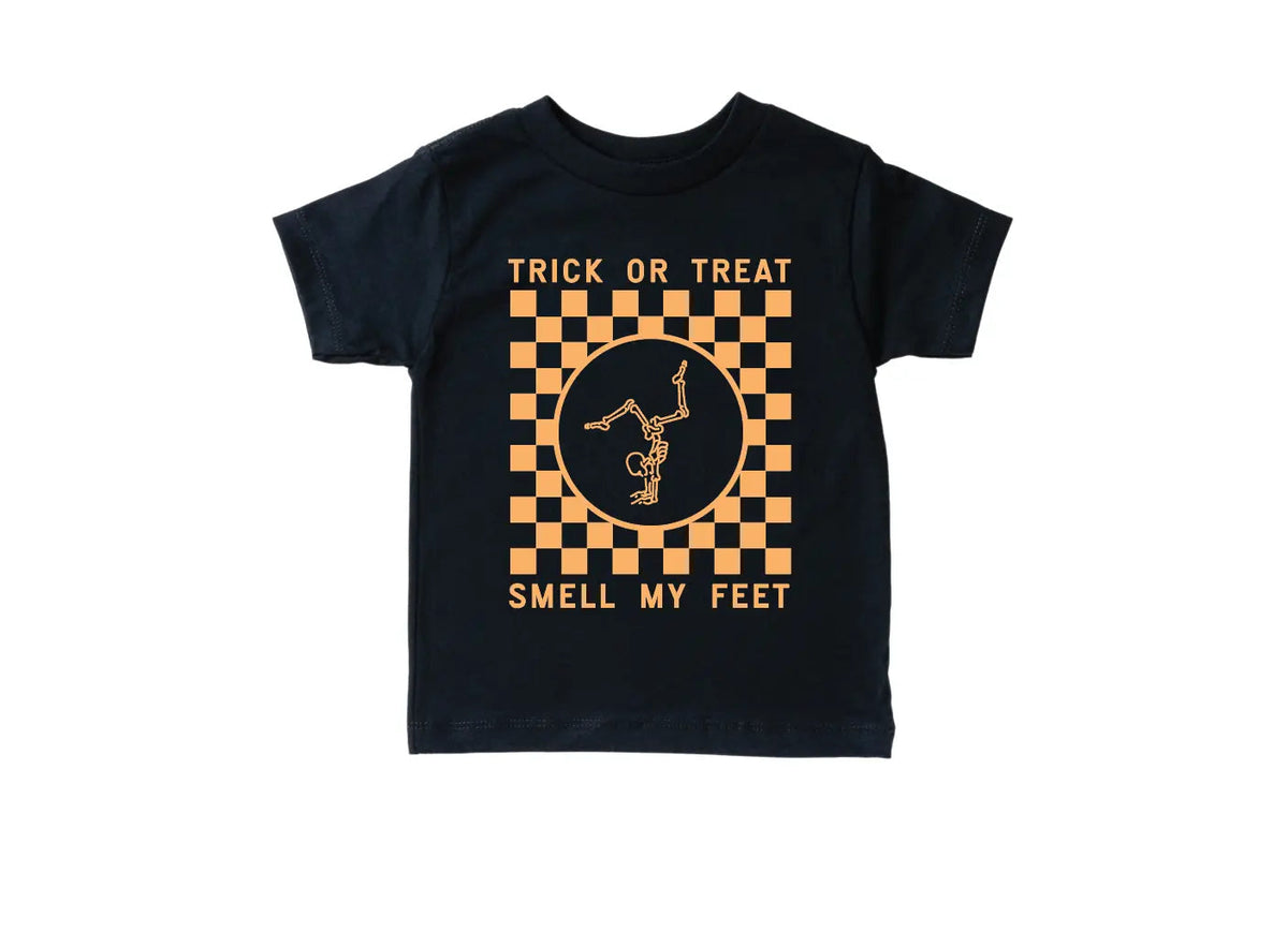 Trick Or Treat, Smell My Feet Checkered Kids Tee