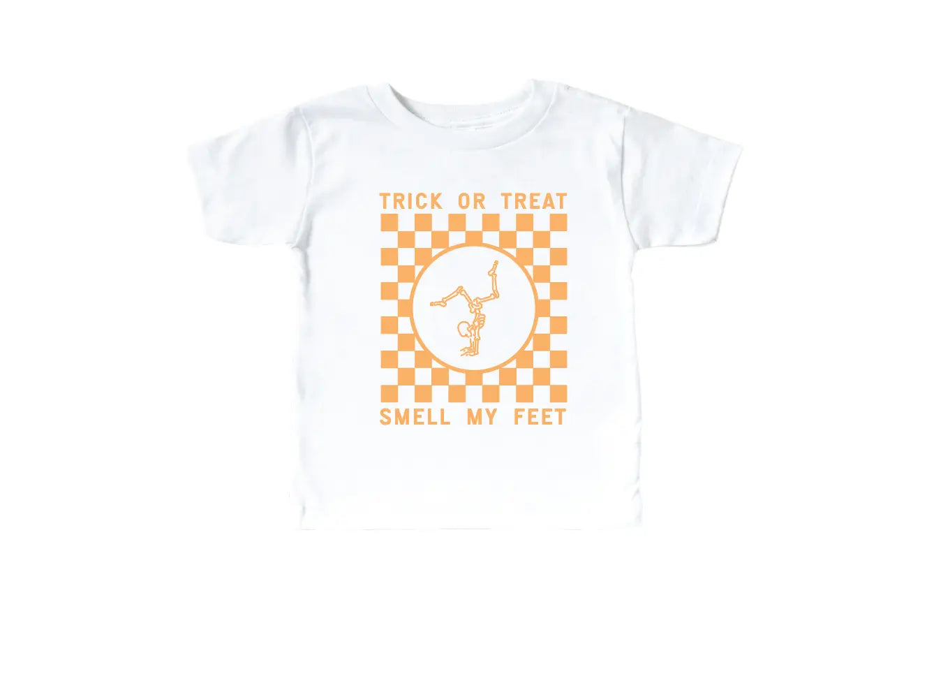 Trick Or Treat, Smell My Feet Checkered Kids Tee