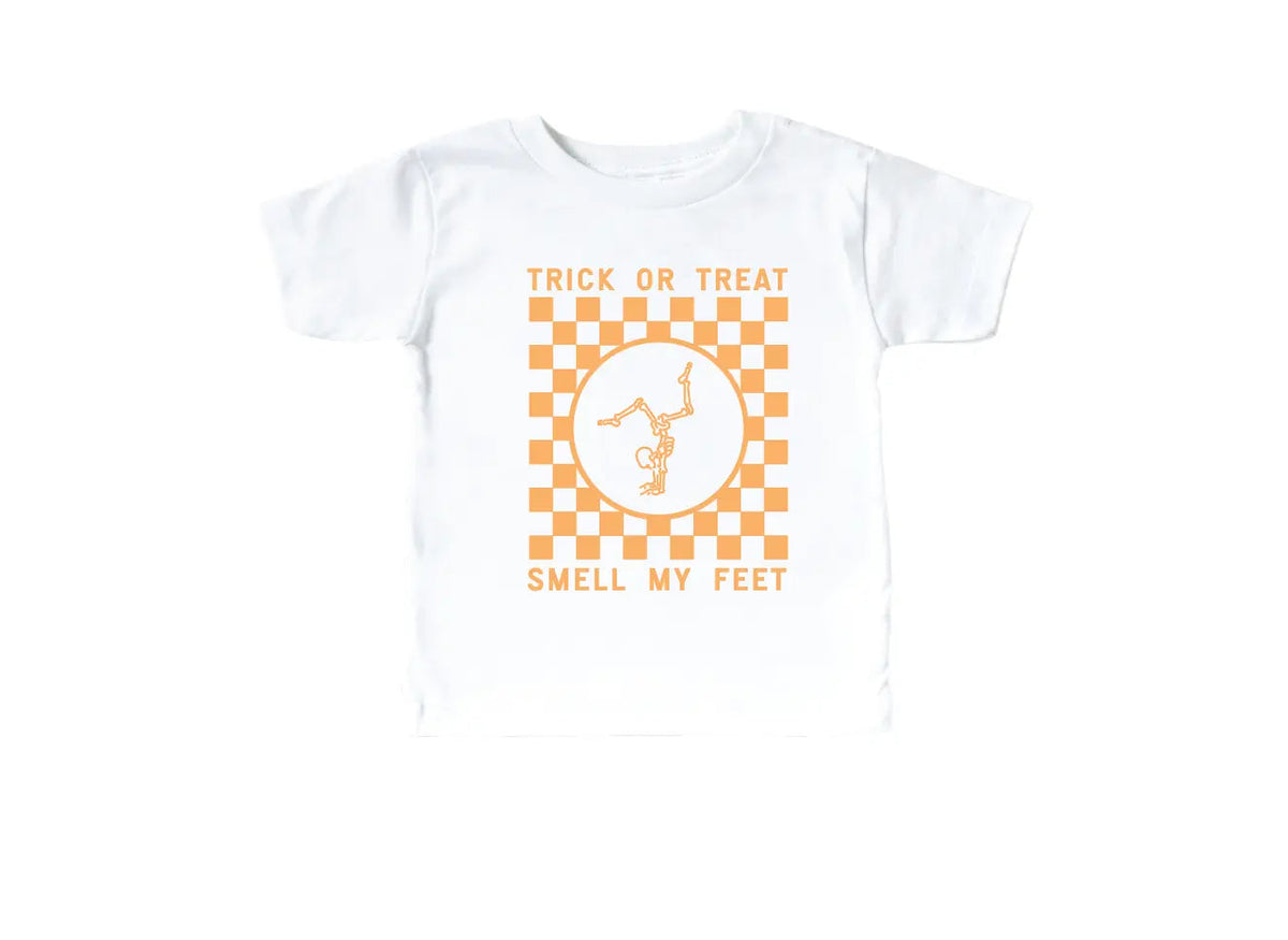 Trick Or Treat, Smell My Feet Checkered Kids Tee