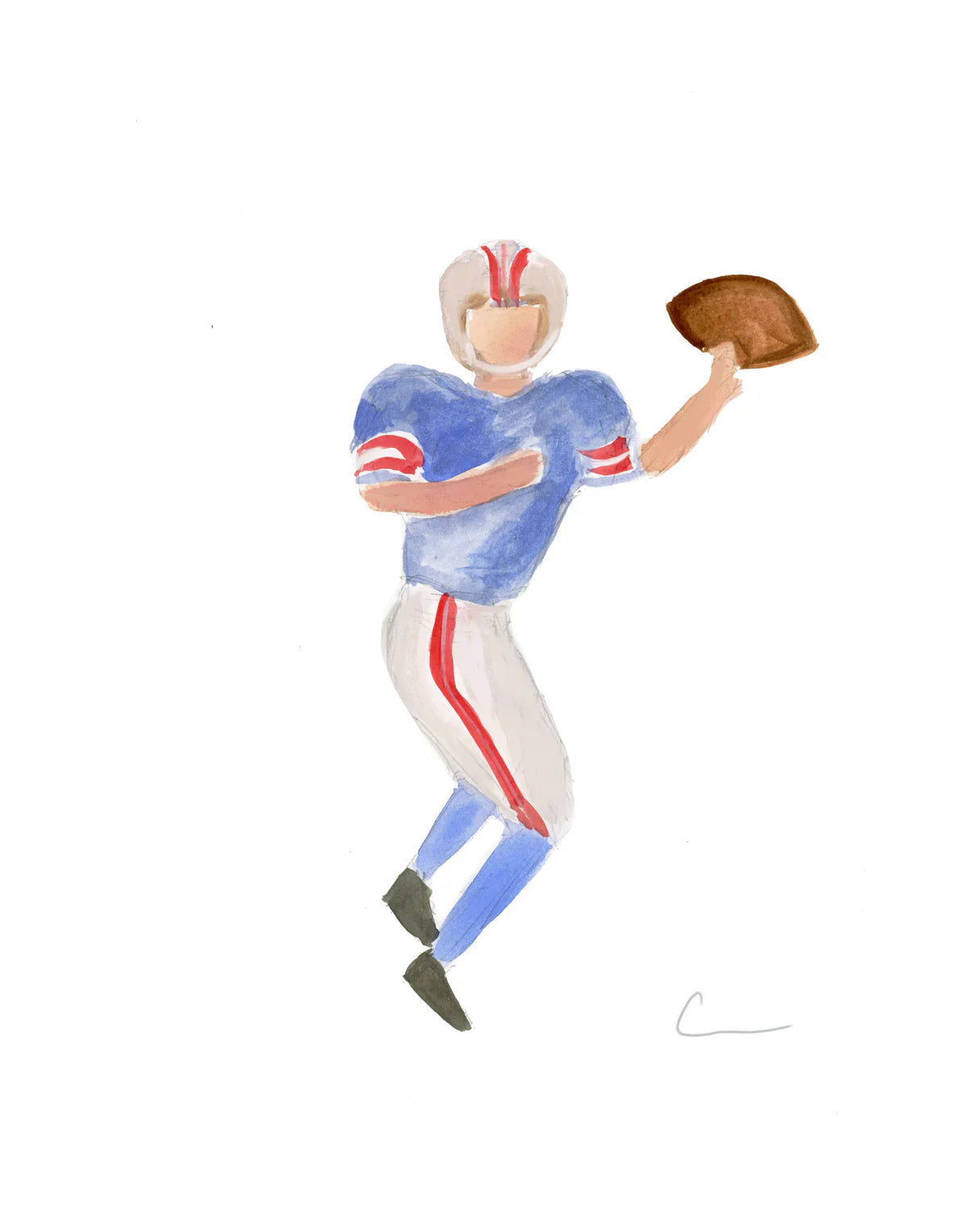 Sporty Retro Football Player Print