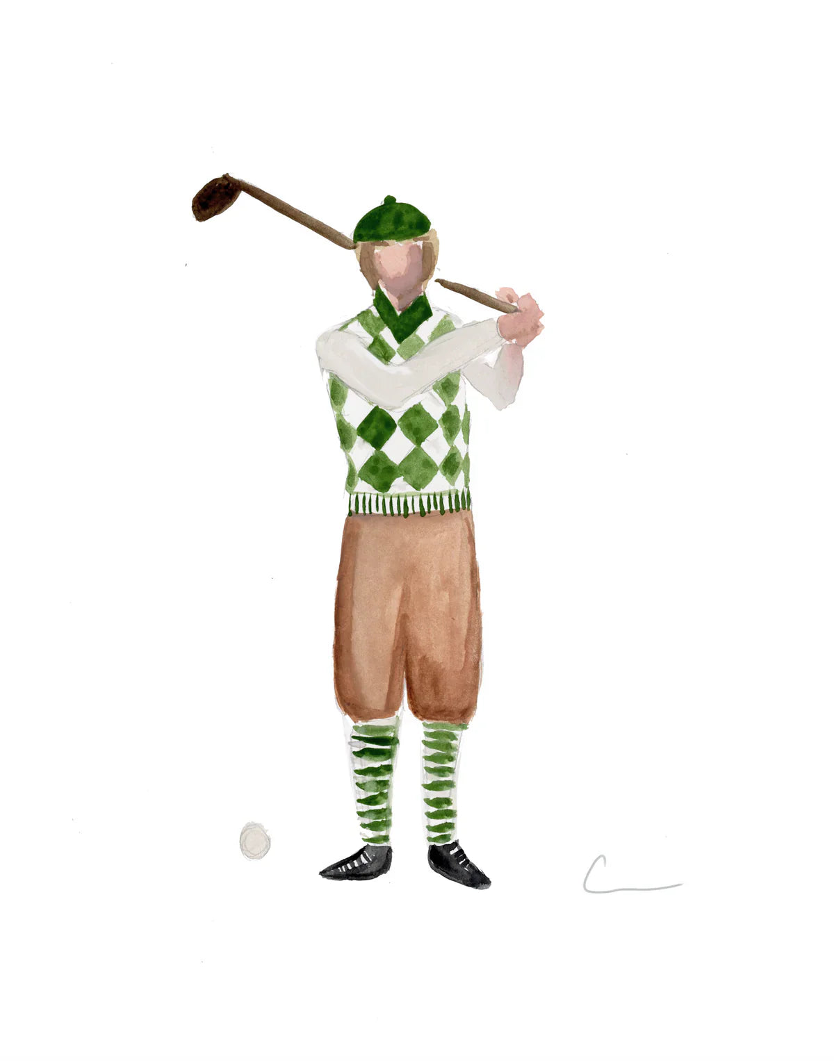 Sporty Retro Golf Player Print
