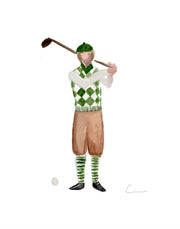 Sporty Retro Golf Player Print